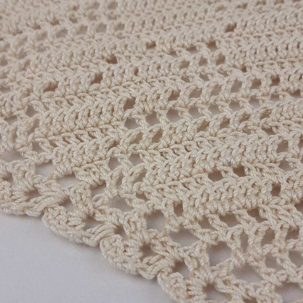 Handcrafted Cream Crochet Rose Filet Head Scarf Bandana Tie Back Cotton - Picture 7 of 7